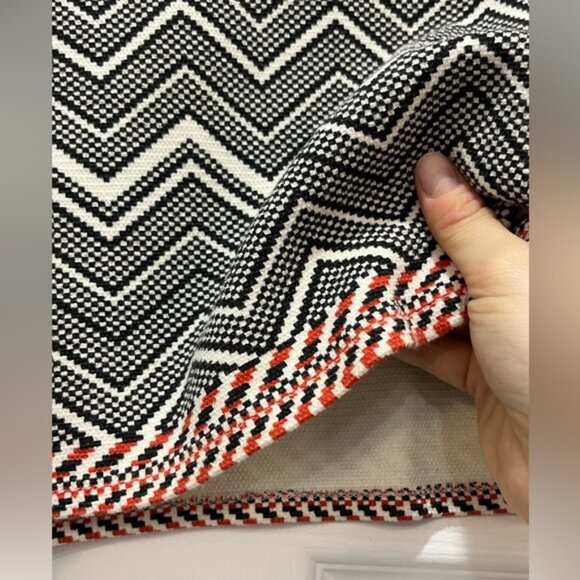 Zara Trafaluc Zigzag Mini Skirt Black White with Red Hem Size M Boho Chic - Picture 2 of 4
